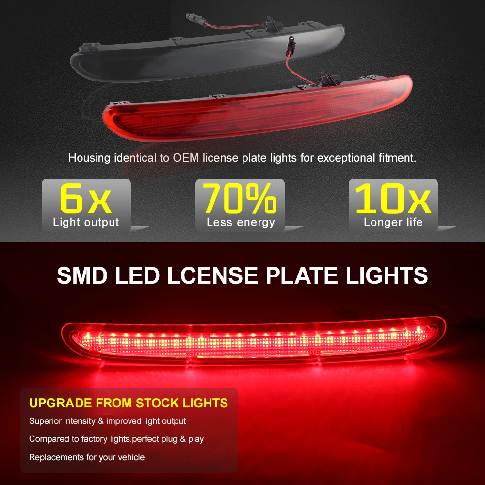 1PC Smoked/Red Lens Led High Mount 3rd Third Brake Stop Light Rear Tail Signal Lamp For Opel Vauxhall Astra J GTC OPC # 13372164