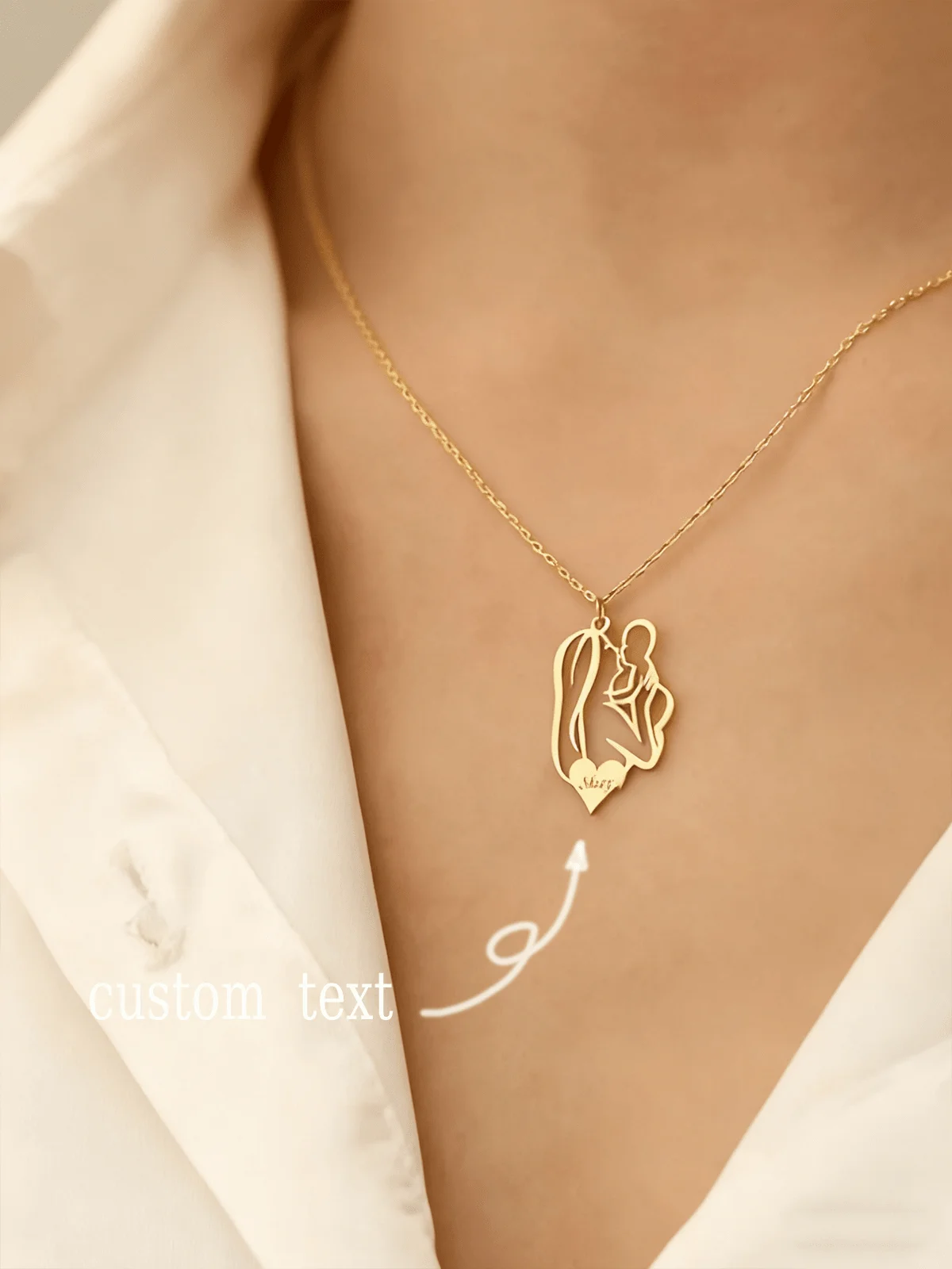 S925 silver mother hand shadow modeling necklace-can be customized name! Perfect for giving away family members, mothers, grandm