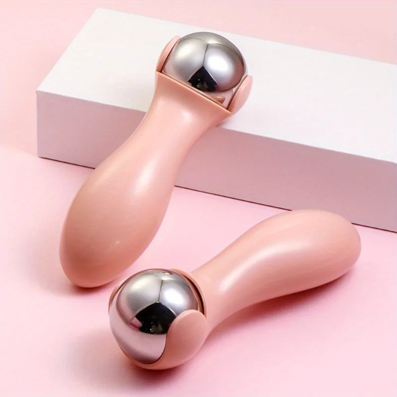 720-Degree Rotating Stainless Steel Wave Ball Handheld Facial Massager for Hot and Cold Compress Unscented Without Electricity