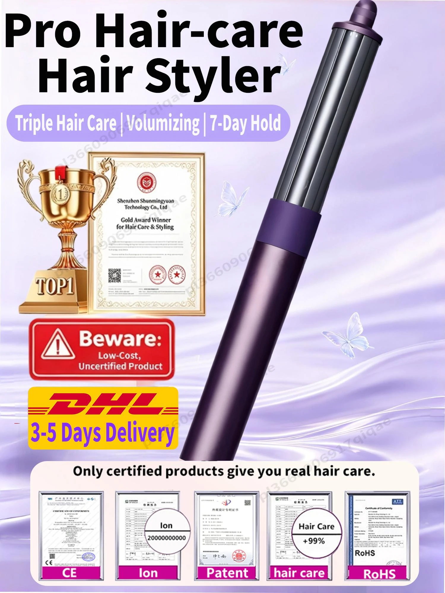 SenCiciMen 6-in-1 Air Multi-Styler & Hair Dryer Brush High-Speed Blow Dryer Negative Ions Styling Sets With Auto-Wrap Curlers,Fa