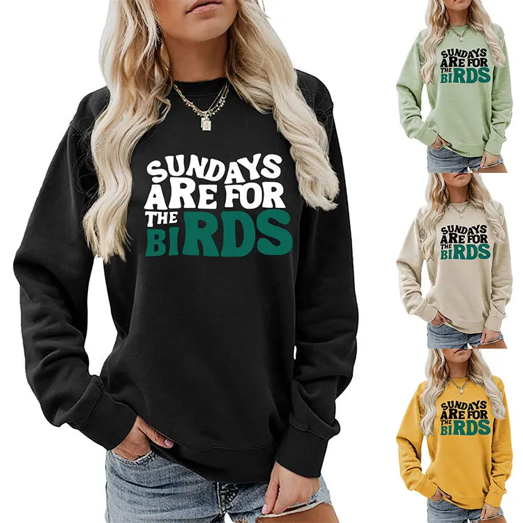 

Autumn women's hoodie Sundays are for the birds printed top Fashion crew-neck long-sleeved pullover with casual women's hoodie