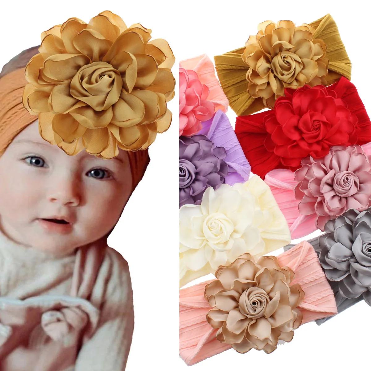 

1PCS Baby Nylon Headbands Hairbands Hair Bows Elastics Handmade Hair Accessories for Baby Girls Newborn Infant Toddler Kids