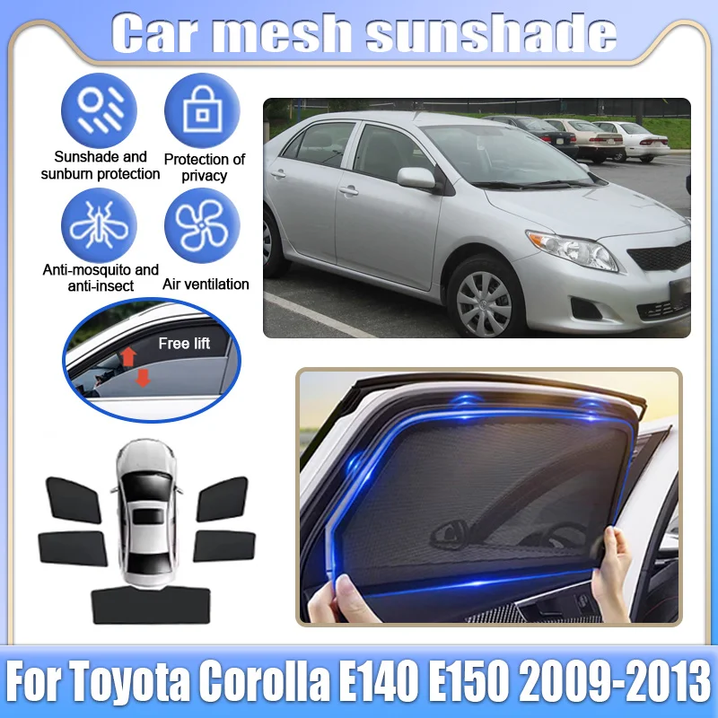 

Для Toyota Corolla E140 E150 2009-2013: Сетчатые солнцезащитные шторки на окна, защита от солнца, шторки для конфиденциальности, солнцезащитные козырьки, автоаксессуары