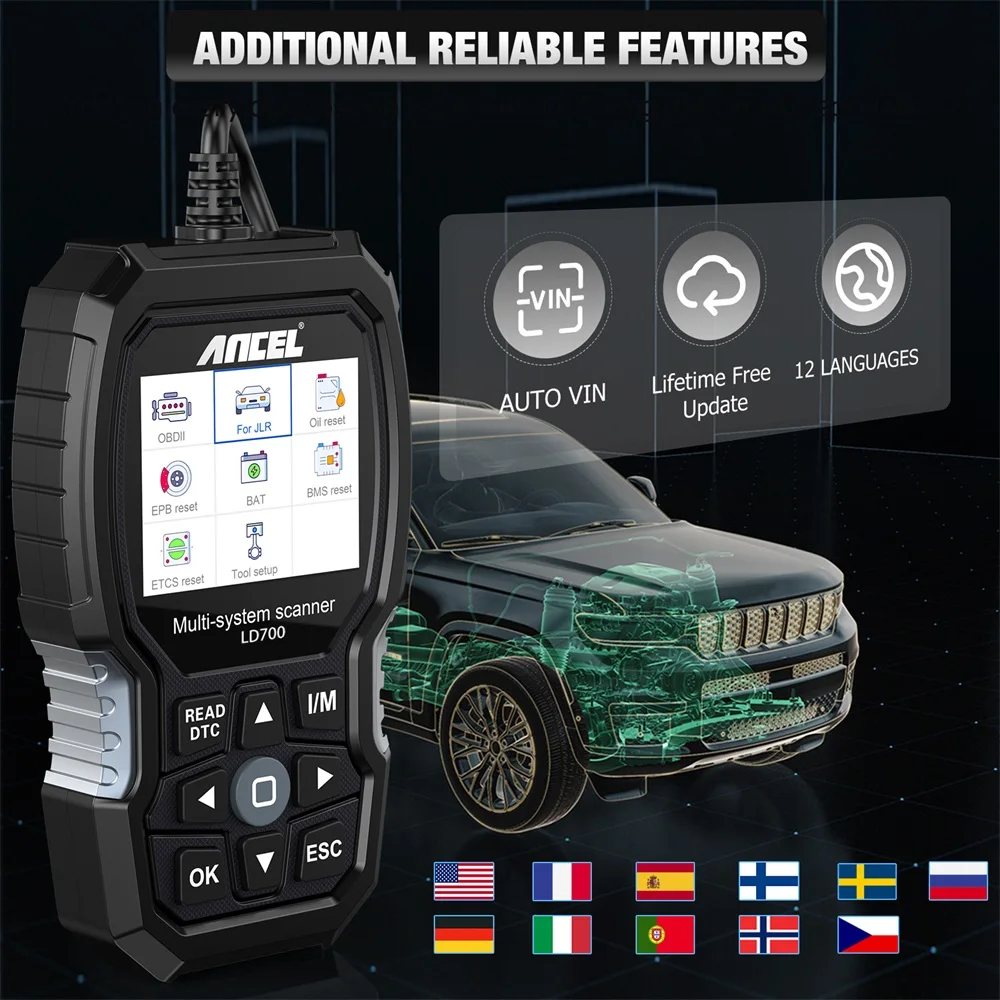 Auto-Diagnosegerät ANCEL LD700 OBD2-Scanner für Alle Systeme von Land Rover Jaguar JLR EPB BMS DPF ABS TPMS Öl-Reset Codeleser – Detail 8