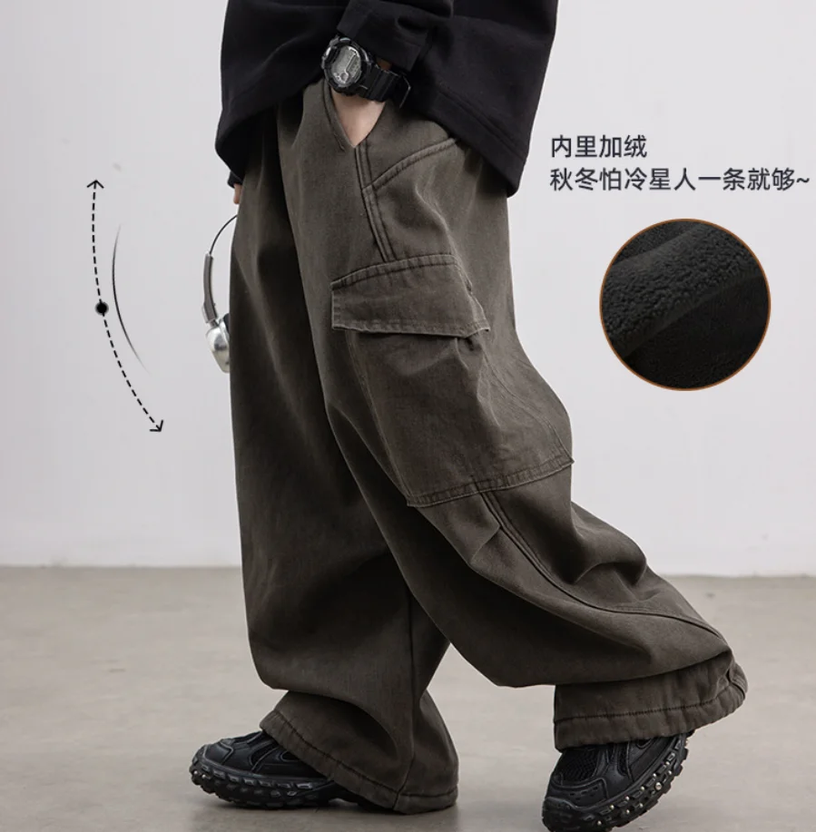2026 New Winter Boys' Plush Work Pants