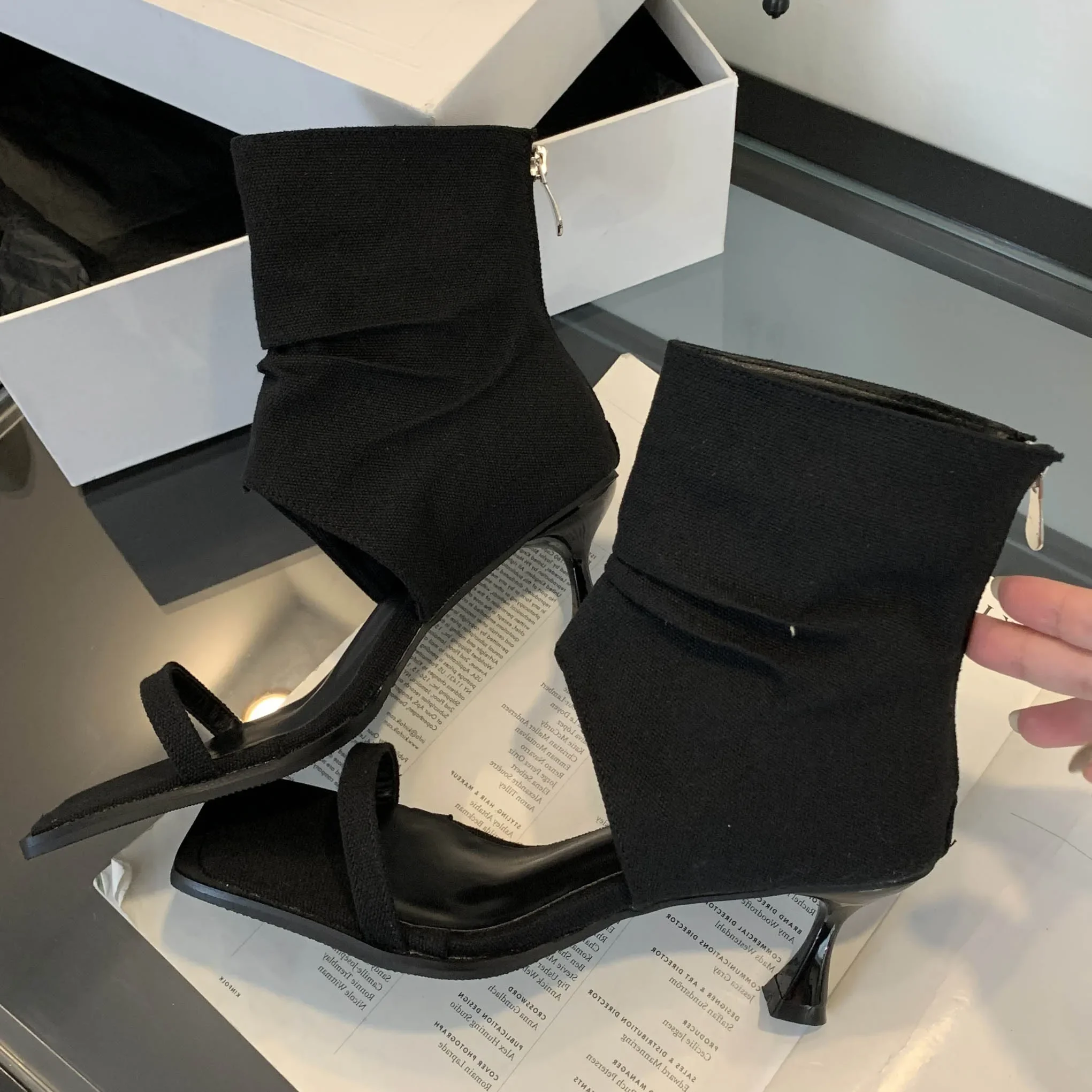 

Aneikeh/2021, летние модные короткие сапоги с открытым носком и открытым носком на тонком каблуке, сандалии, лаконичные модельные туфли