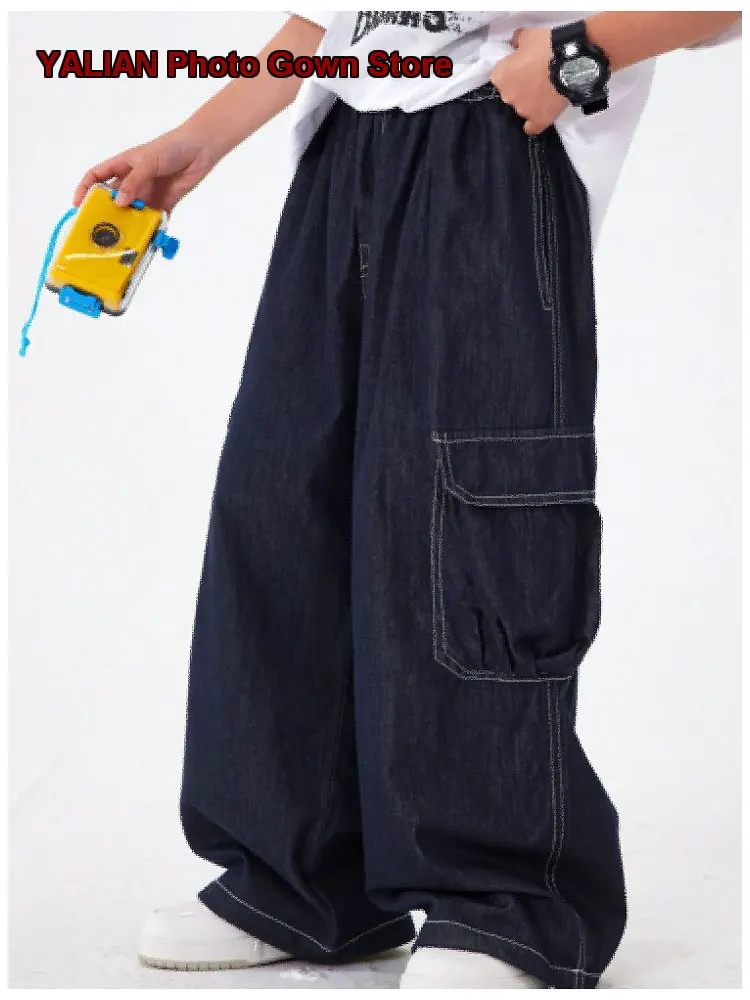 Boys Ice Silk Wide Leg Pants Kids Summer Soft Anti-Mosquito Thin Relaxed Fit Toddler