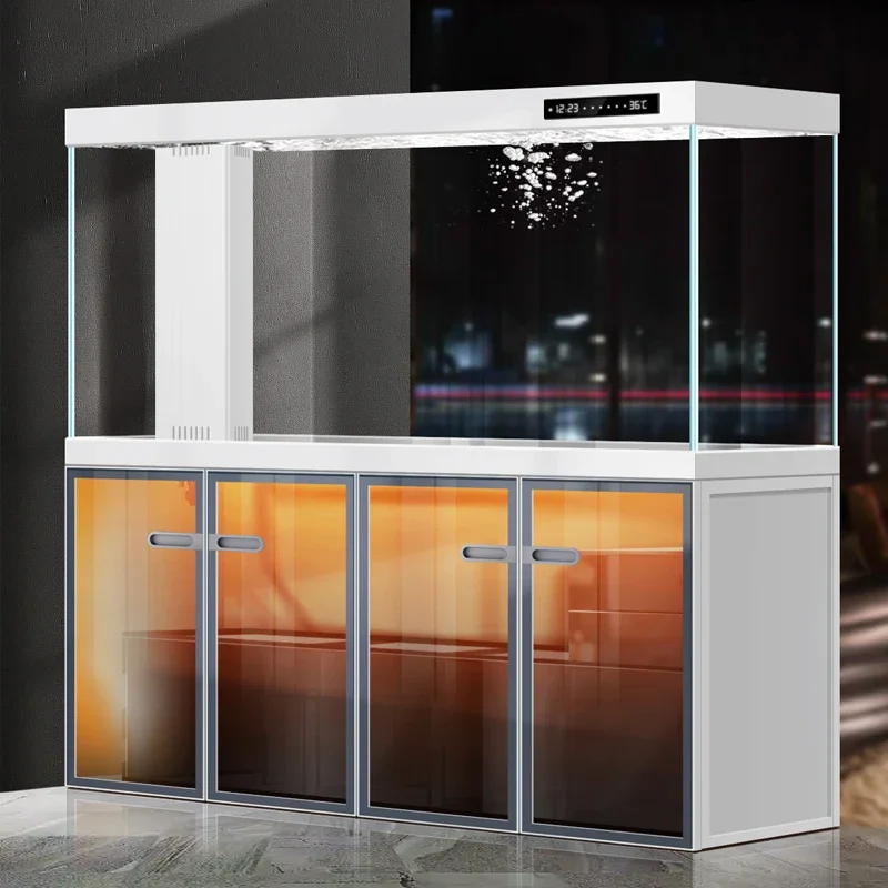 

Умный аквариум для гостиной, большой свет, роскошный бытовой ультра-белый стеклянный фильтр, арованный аквариум со встроенным шкафом