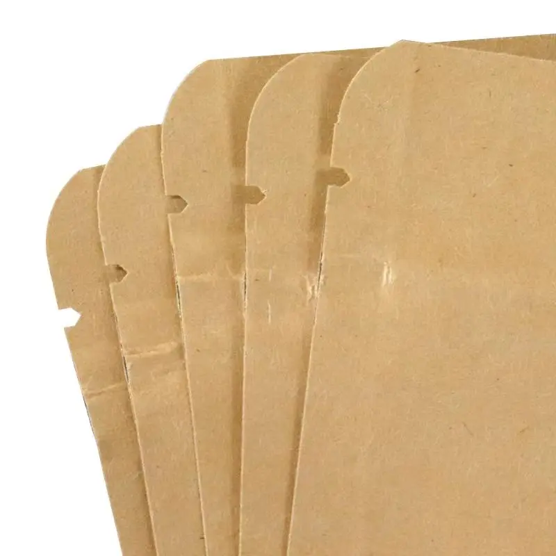 100Pcs Thick Flat Brown Kraft Paper Zip Lock Storage Pouches Nut Grain Spice Powder Capsule Gift Coffee Food Sanck Packaging Bag