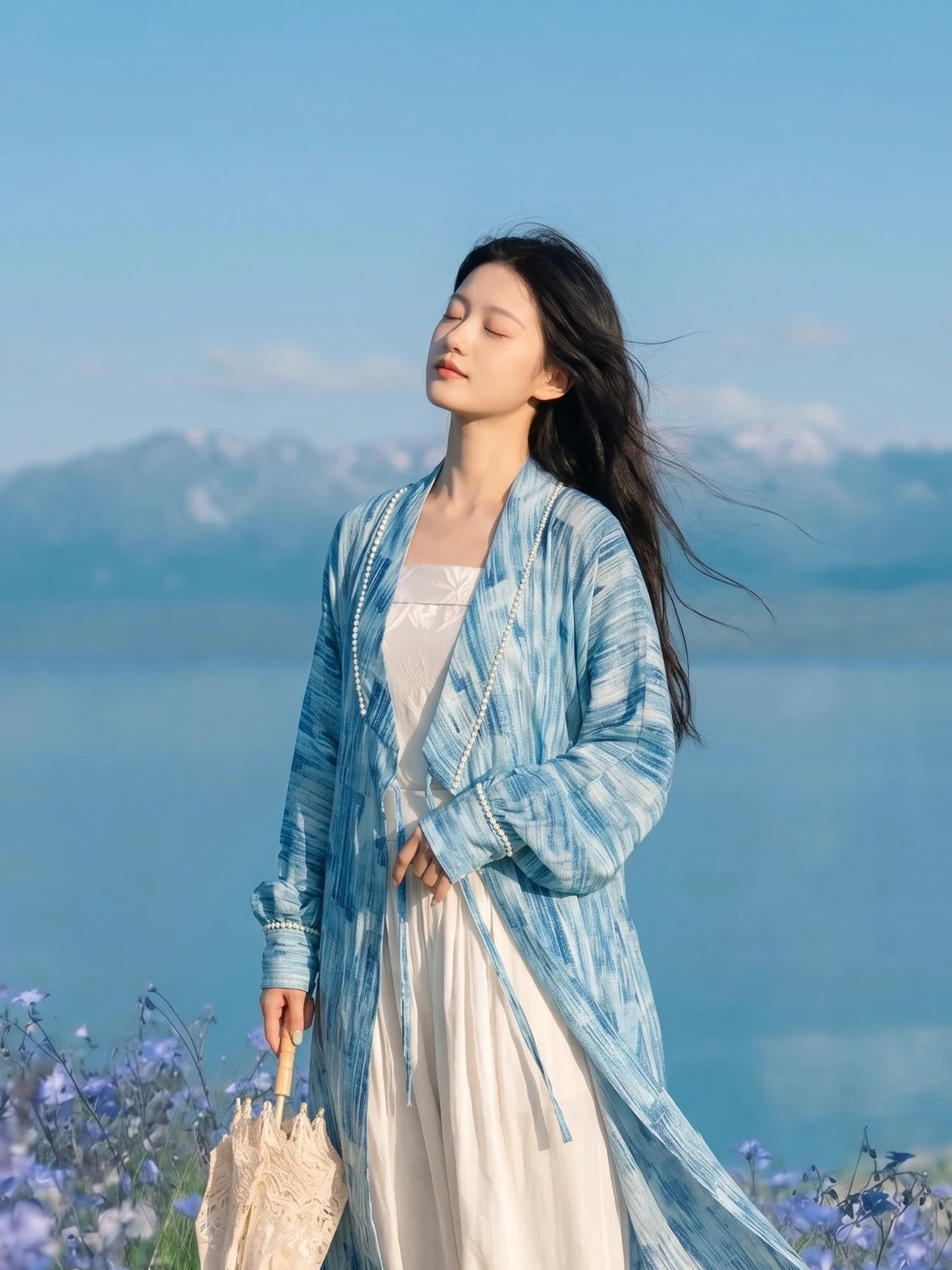 

Оригинальный летний костюм Xiaolu Water Hanfu в стиле династии Мин, синяя серия, «Легкие волны», для повседневной носки, нижнее платье