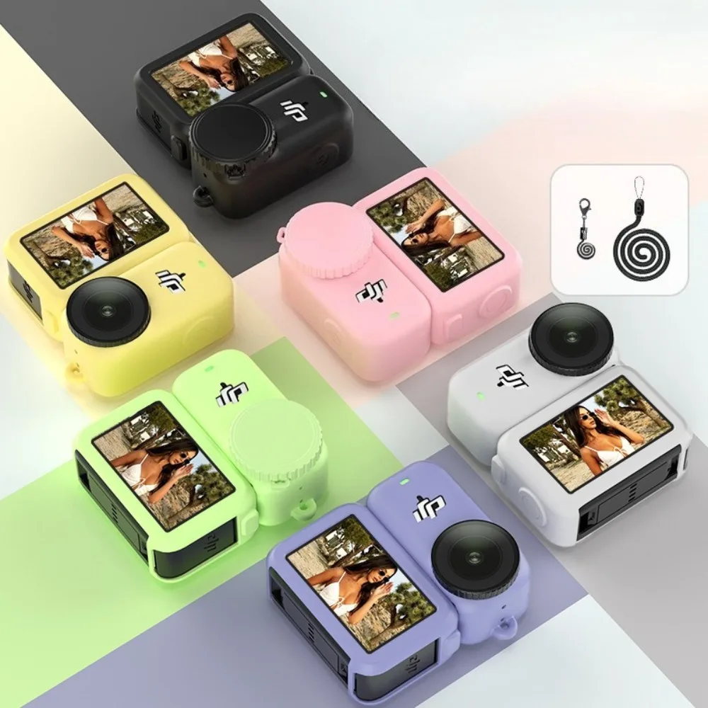 For DJI OSMO Nano Thumb Body Silicone Sleeve Protective Shell with Lens Cover Anti-lost Rope Action Camera Anti-fall Shell Cover