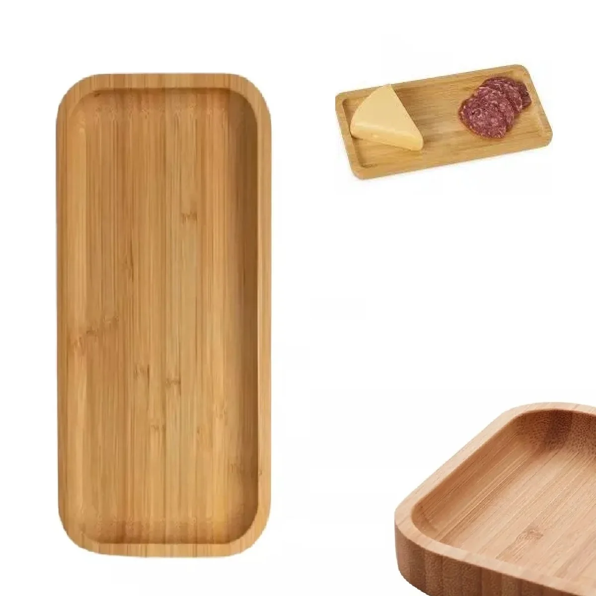 10 Trays Bamboo Rectangular Snack 20cm For Serving