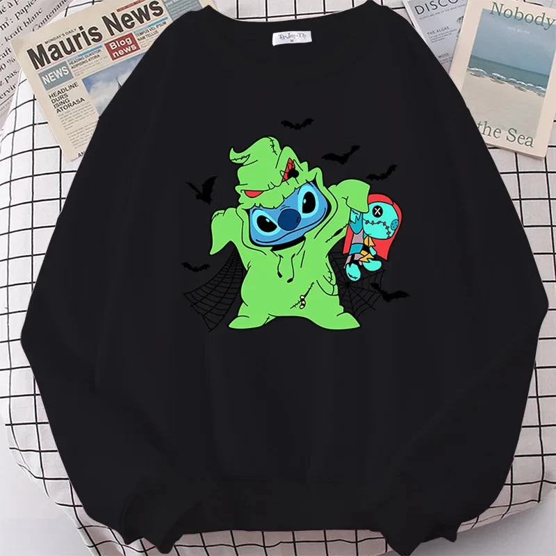 2024 MINISO New Autumn/Winter Boys&Girls Stitch Halloween Print O-Neck Sweater KID/Adult Casual Kawaii Parent-Child Pullover