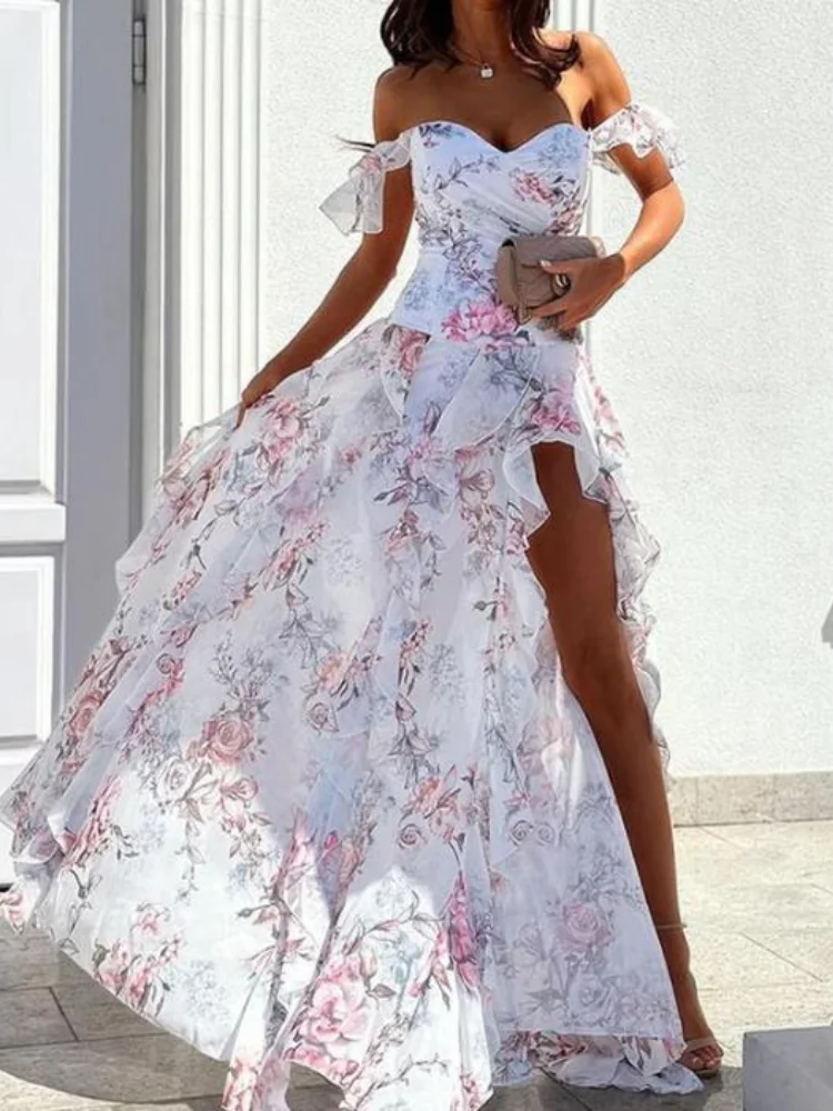 Vestidos de Fiesta elegantes para mujer, vestido informal con estampado de moda, tendencia Sexy, chica picante, correa para el hombro, cintura
