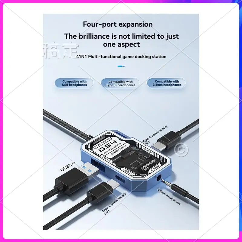 

AP-4 Port Transparent USB C Hub: Type C With USB3.0 And RJ45, Ideal Docking Station For Laptops And Pcs