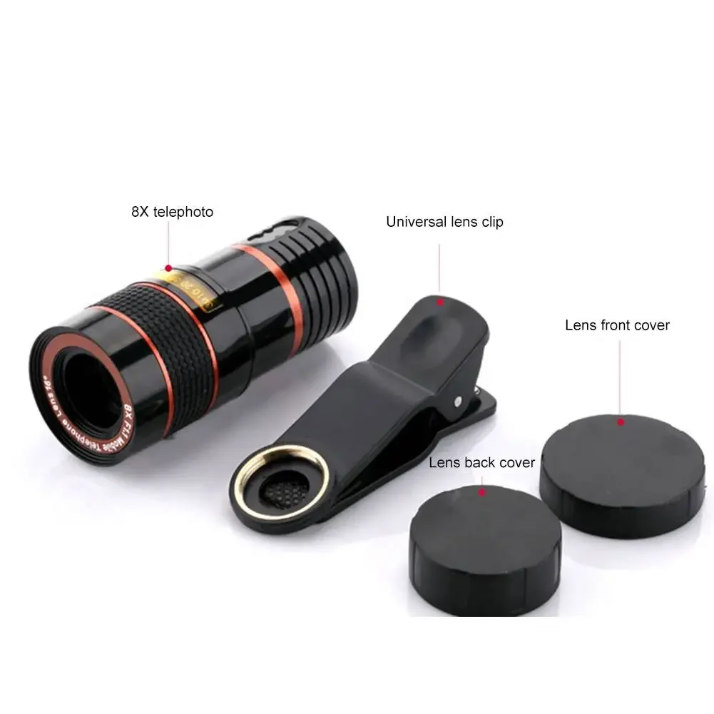 8X 12X 20X Lens For Cellphone with Clips Phone Camera Zoom Telescope Wide Angle Macro Fisheye Camera Lens Kit For iphone Xiaomi