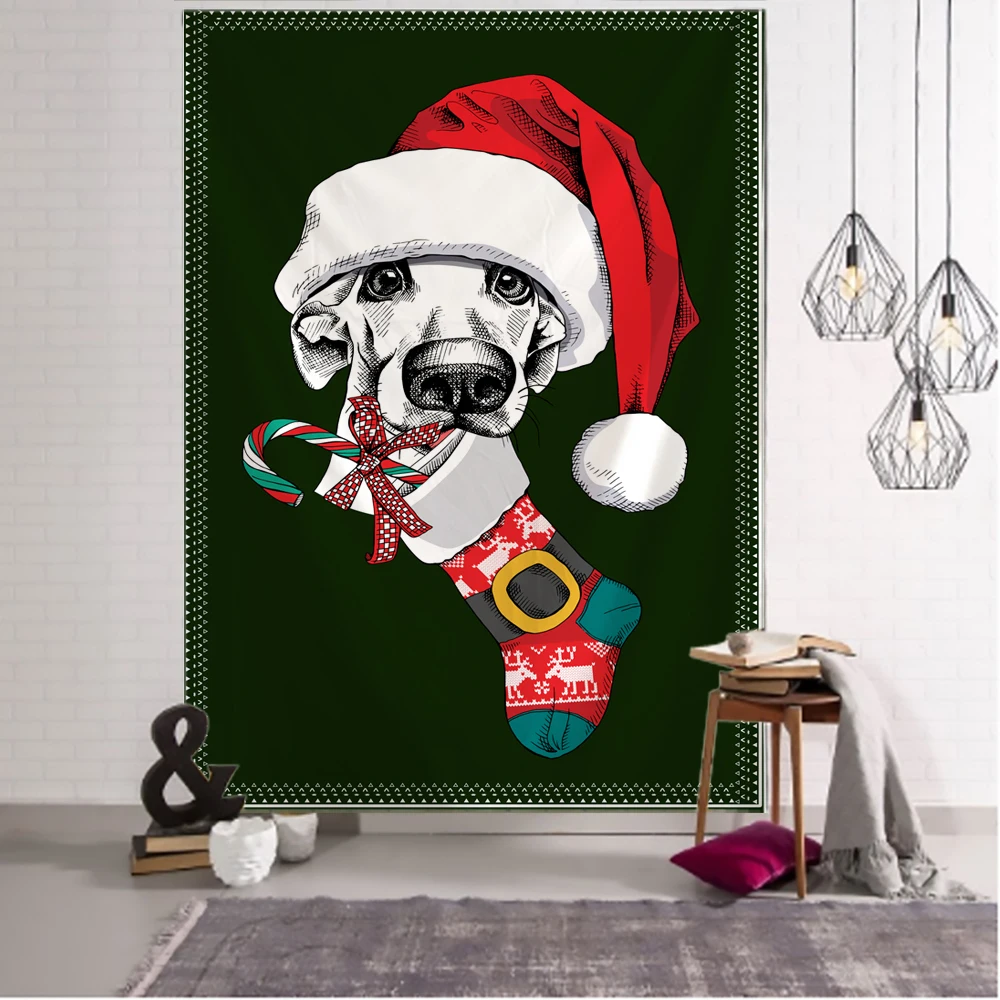 Beautiful Christmas Animal Fantasy Scene Tapestry Home Decoration  Bohemian Hippie Large Size 