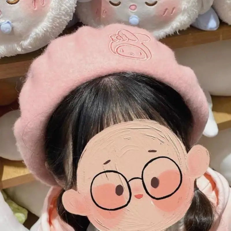 Cartoon Hello Kitty Retro Beret Kawaii Sanrio Anime Mymelody Versatile Cute Student Keep Warm Windproof Beret Girl Birthday Gift