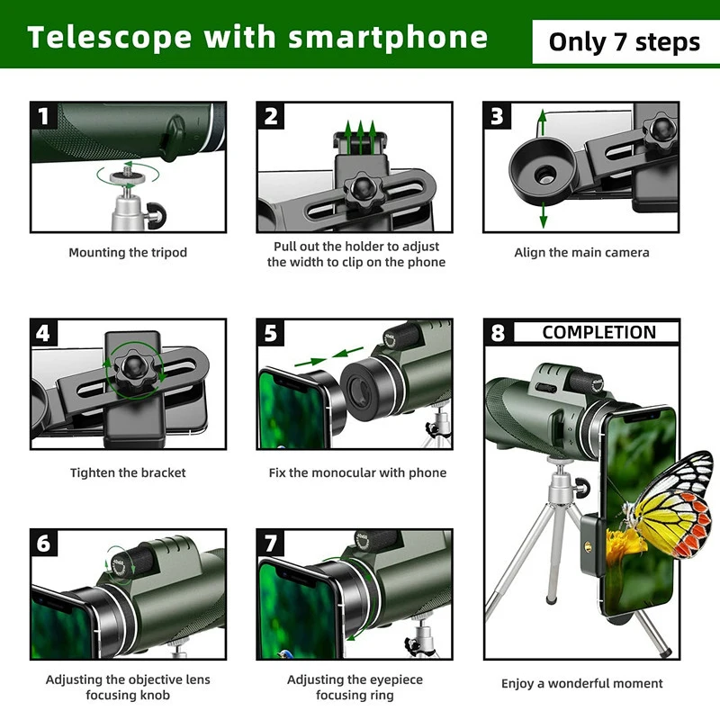 HOT 80x100 HD ZOOM Powerful Monocular Telescope Portable Binoculars Long Range Telescope Hunting Camping With Tripod Phone Clip