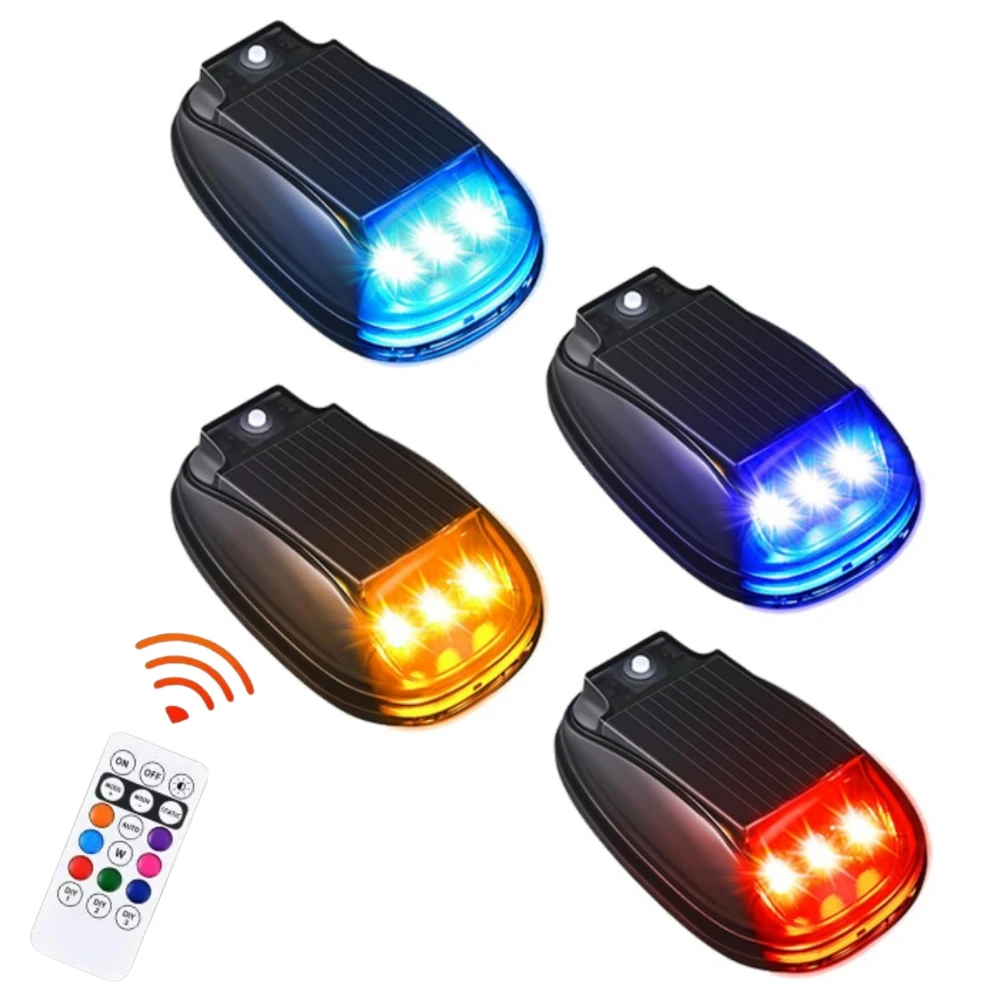 

4 шт. беспроводные фонари для кабины на солнечной энергии, габаритный фонарь для кабины, светодиодный навигационный RGB-стробоскоп, пилотный фонарь без дрели, дистанционные фонари на крыше для грузовиков