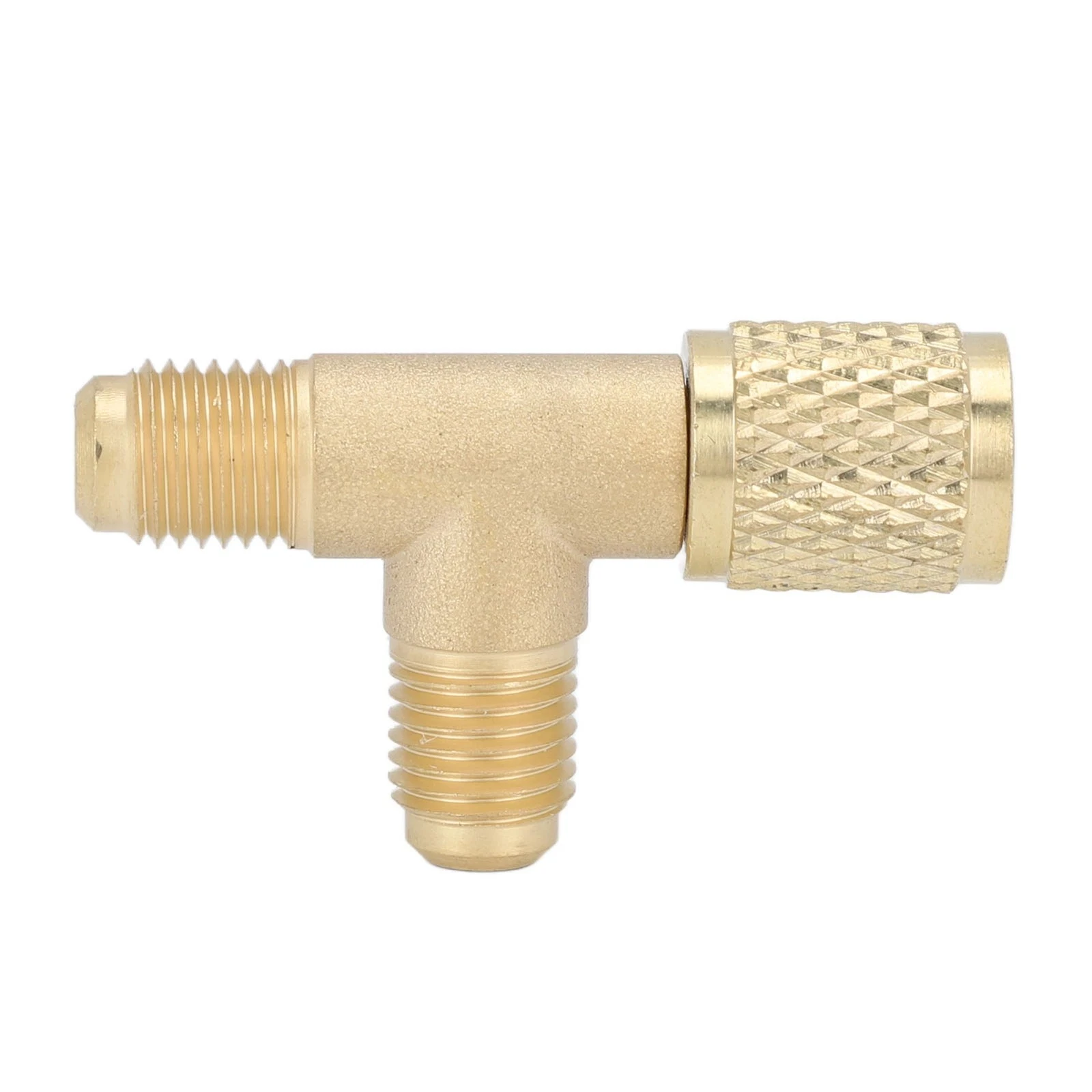 1Pc Quick Coupler Tee Adapter With Valve Core Brass 1/4in SAE Sturdy Structure For R22 R12 R134