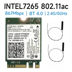 Tarjeta inalámbrica de doble banda, dispositivo con WIFI, Bluetooth 7265, NGFF M.2, WLAN, intel 867, AC 4,0, 7256NGW, 802.11AC, 7265 Mbps