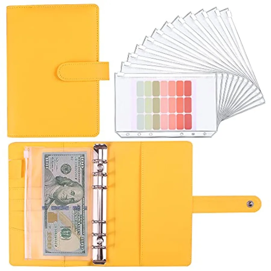 

Money Saving Binder, Savings Challenges Book with for Cash Envelopes, 12pcs Zipper Envelopes A6 Budget Binder, Budget Planner f