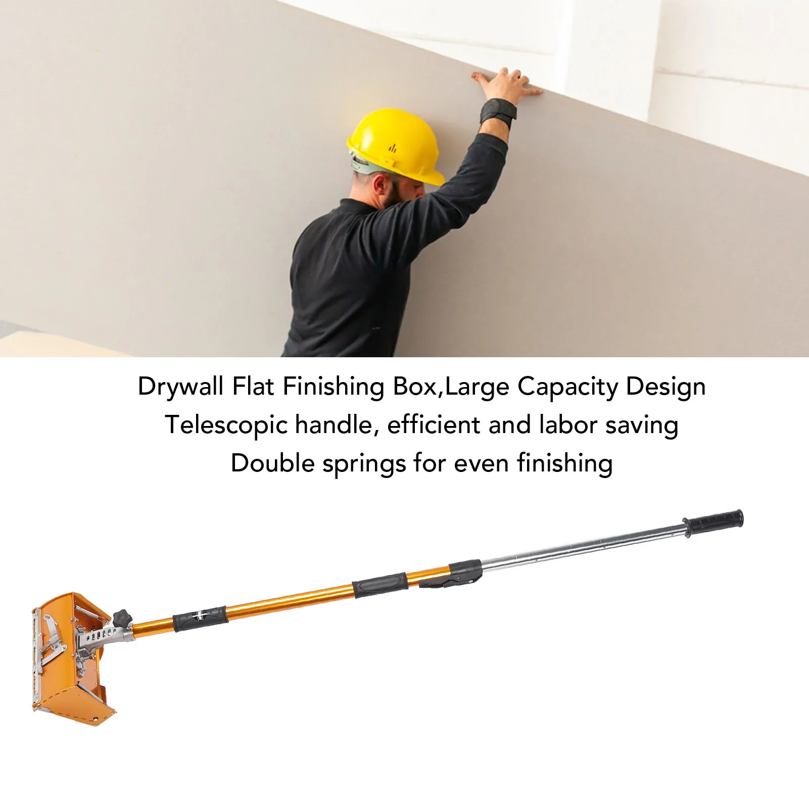 Finishing Mud Box Tool Double Springs  Flat Finishing Box Bottom Roller Telescopic Handle 10 Inch for House Improvement