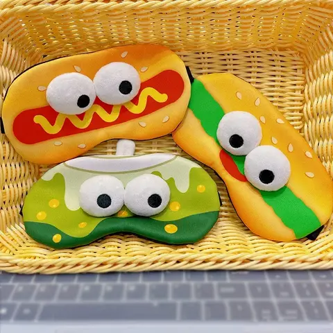 Rolig Hamburgare Sömnmask Söt Mjuk Ögonskydd Resevila Ögonband Barn Ögonskyddsplåster Ögonbindel För Kvinnor Flickor Ögonmask 8 best sales sovmask för barn - №5