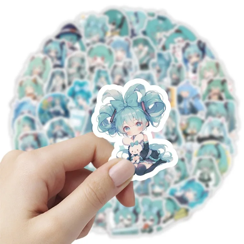 103pcs Cartoon Hatsune Miku Cartoon Personality Graffiti Decoration Mobile Phone Skateboard Notebook Waterproof Stickers