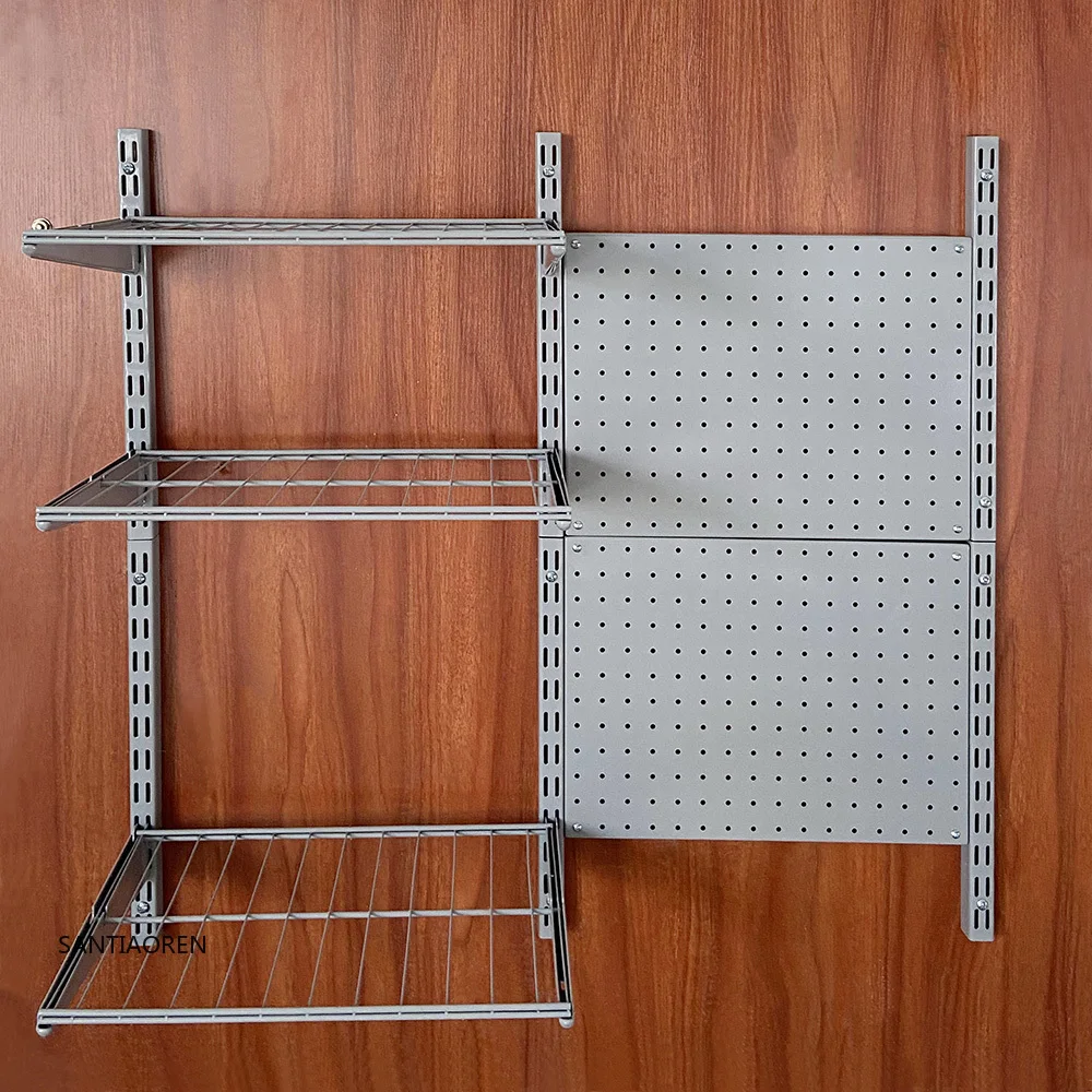 

2025Steel Garage Wall Mount Pegboard Metal Display Wall Peg Board Shelf With Storage Hook Organizer Kits