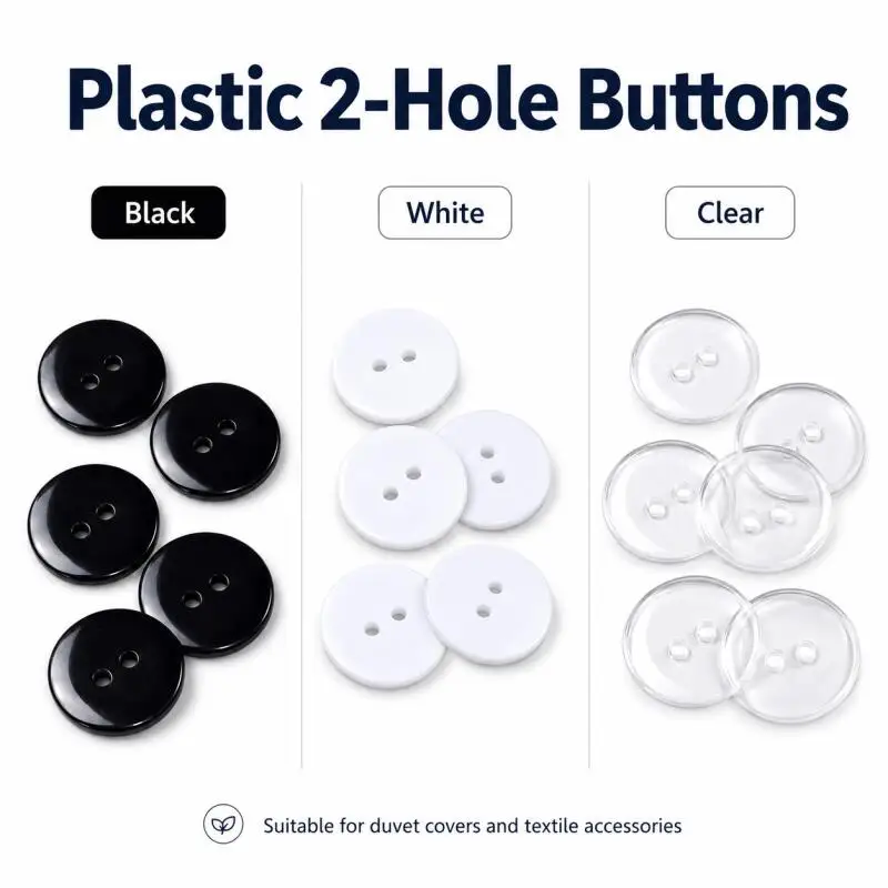7,5–20 mm Transparente weiße kleine Knöpfe mit zwei Löchern, schwarze Anzugknöpfe, runde Harz-Nähknöpfe für DIY Scrapbooking – Detail 2