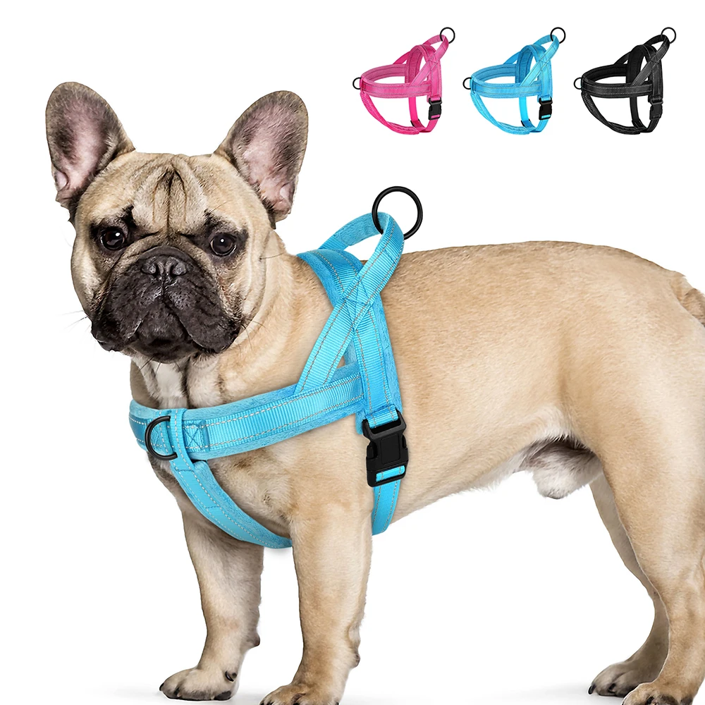 No Pull Soft Dog Harness Nylon Reflective Dog Vest Harness Outdoor Padded Pet Harnesses For Small Medium Large Dogs Bulldog