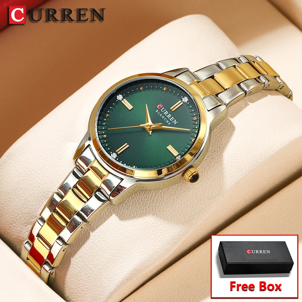CURREN Montre pour femme avec bracelet en acier inoxydable Mélange parfait du minimalisme et de la mode pour un usage quotidien élégant avec boîte
