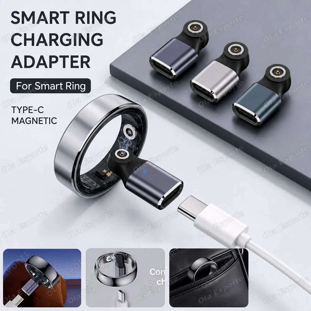 Type-C to Smart Ring Charging Adapter with a Round Connector and Magnetic Function Compatible with Smart Ring Charging Adapters