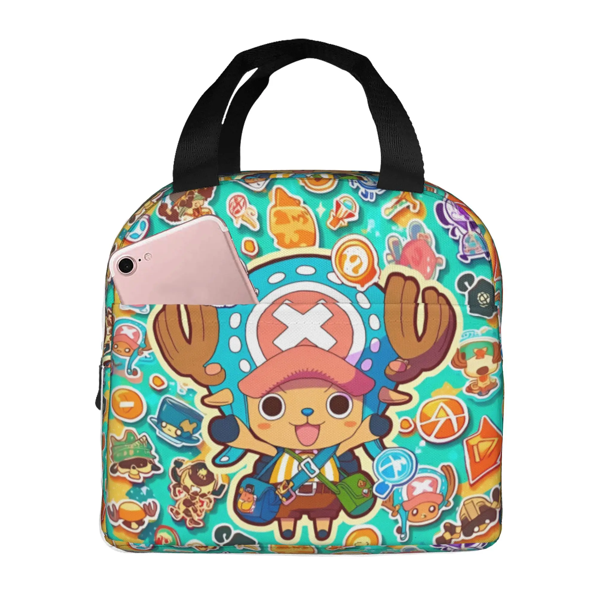

One P-Pieces Tonys Choppers Insulated Lunch Bag for Outdoor Picnic Cartoon Deer Comic Leakproof Cooler Thermal Bento Box Women