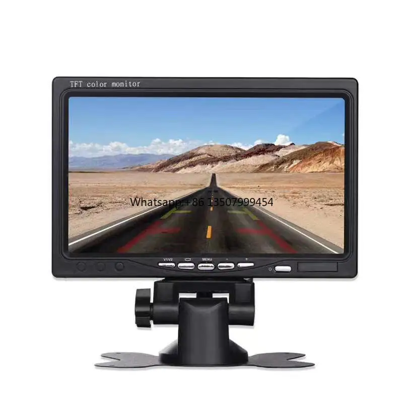 

7 Inch Flip Down Foldable LCD Monitor Backup Camera Remote Control Dual Video Input Bus Rearview System 1 Year