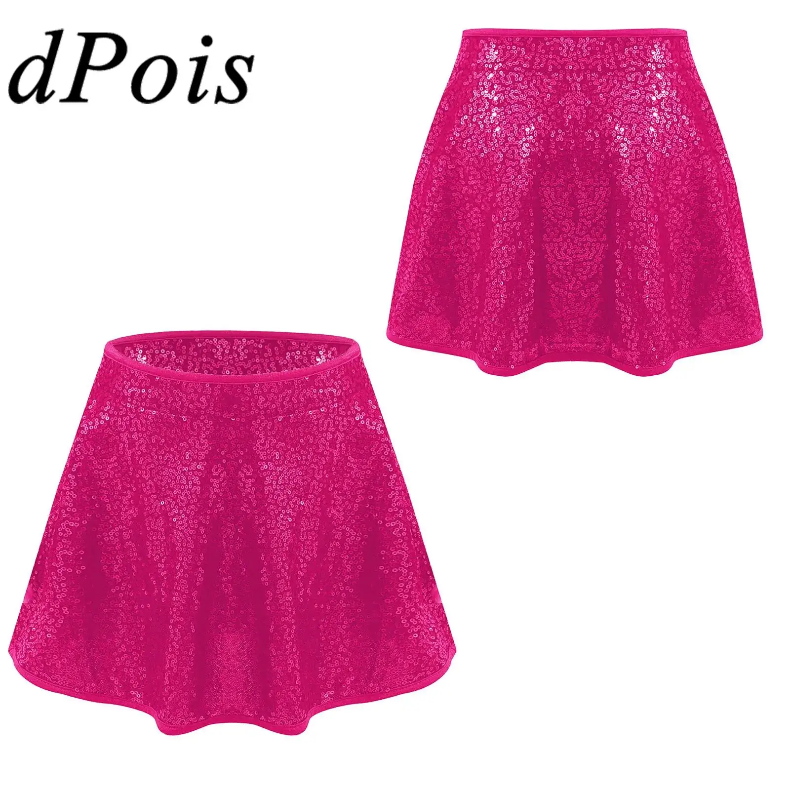 

Детская юбка для фигурного катания с блестящими пайетками, лыжная юбка для девочек, танцевальная вечеринка, карнавальный костюм принцессы для косплея, хип-хоп, джазовый танцевальный костюм