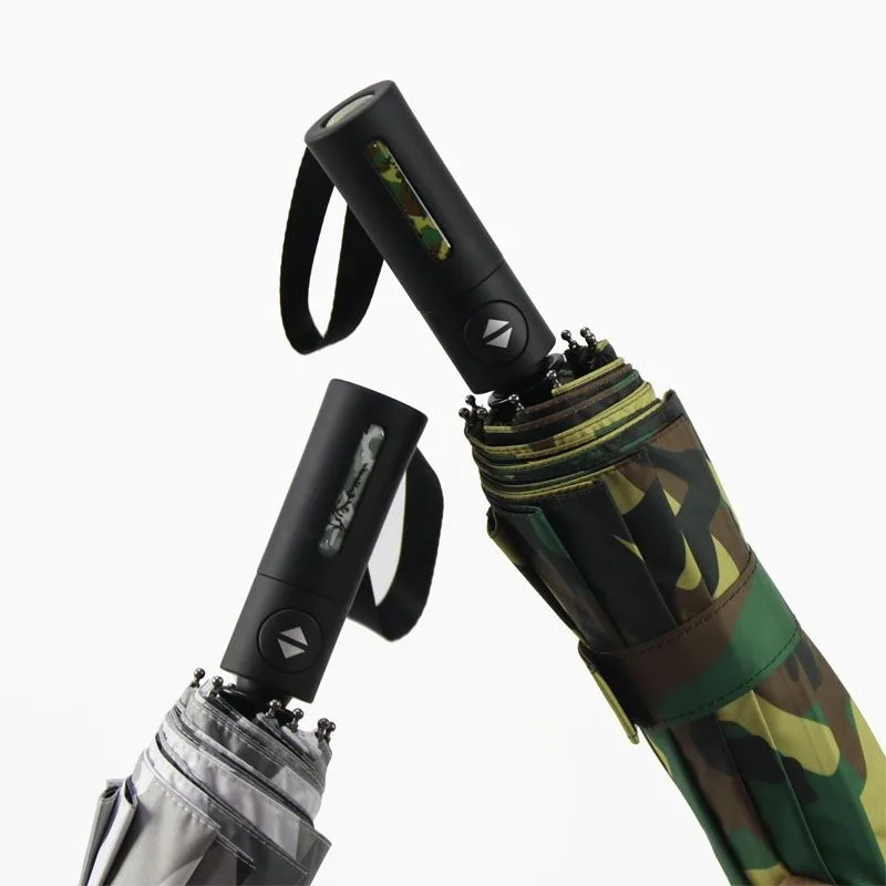 

Зонт-трость 2026 с 10 спицами, ветроустойчивый, камуфляжный, полностью светонепроницаемый, полностью автоматический, складной в три сложения, черный пластиковый, для улицы