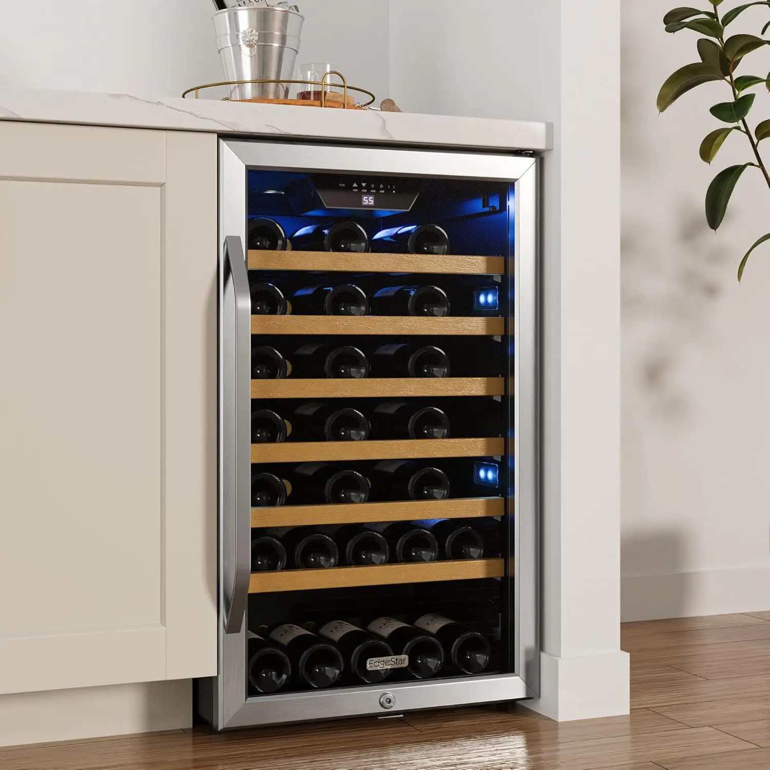 CWF440SZ 20 Inch Wide 44 Bottle Capacity Free Standing Wine Cooler with Reversible Door and LED