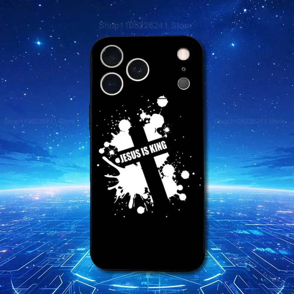 Etui na iPhone'a 11, 12, 15, 14, 13, 16, 17, Plus, Pro Max, XS, X, XR, SE, Mini, 8, 7, z miękkiego silikonu, czarne, z motywem wiary, Chrystusa i wersetów biblijnych.