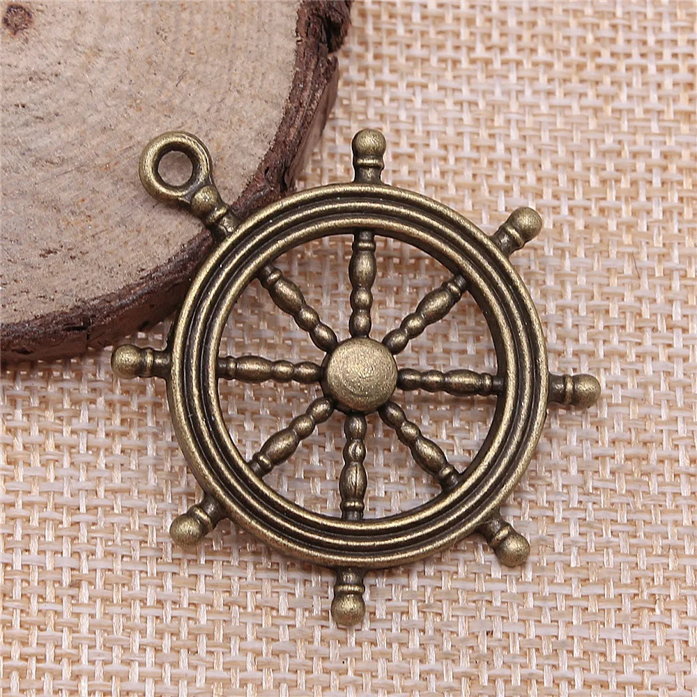 2pcs 45x40mm 2 Colors Antique Silver Color Antique Bronze Color Rudder Charms Pendant Jewelry Accessories