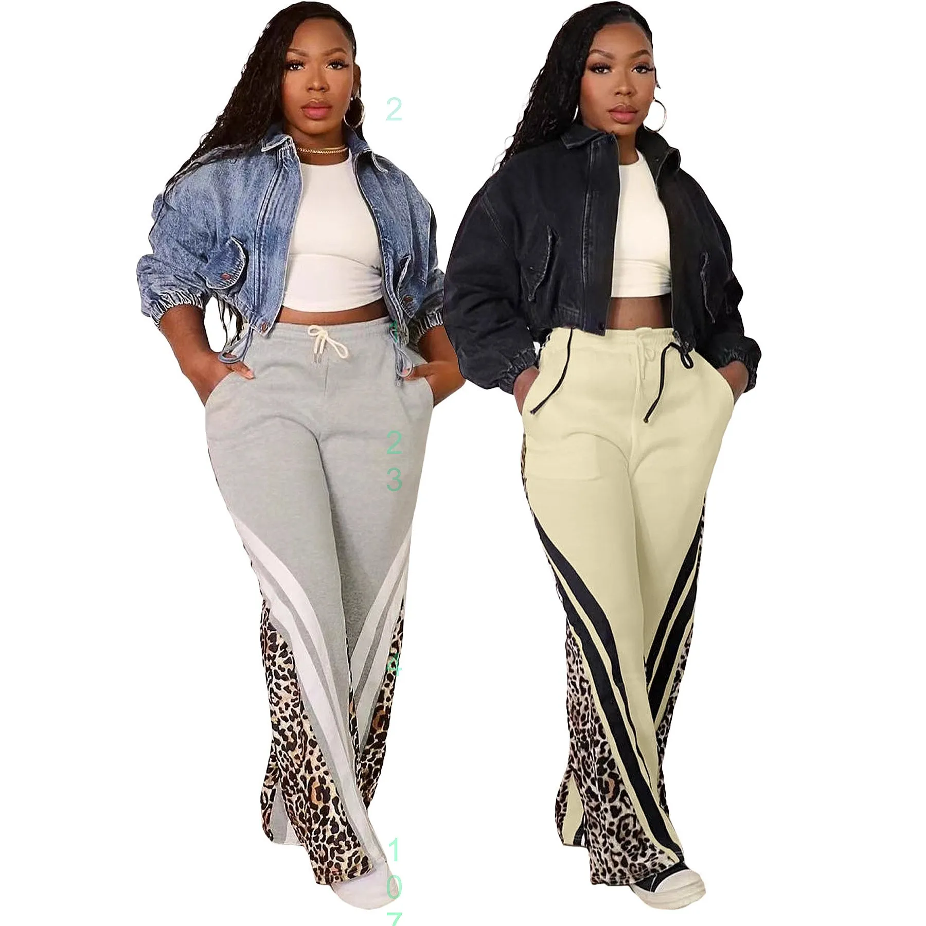Women Hoodies Multi-Layer Sweatshirt Patchwork Leopard Print Loose Pants Tracksuit Sets