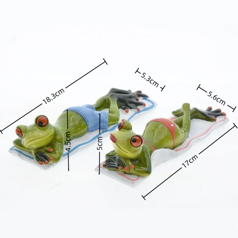 2 PCS Set Creative Garden Home Desk Decor Couple Lounging On Beach Frog Figurines Resin Statue Ornament Valentine's Day Present