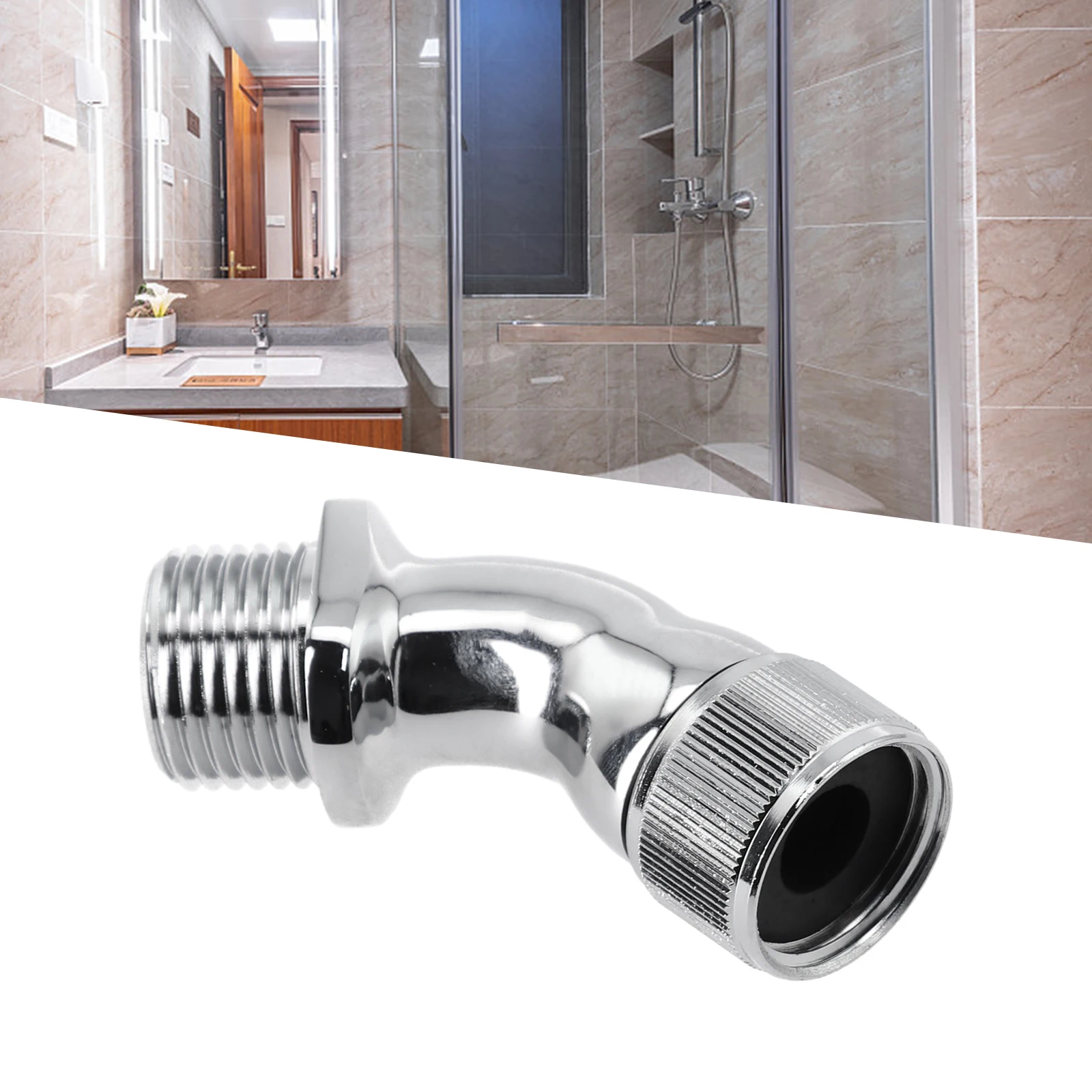 Brass 45 Degree Elbow Connector for Shower Head Hose Optimized for Flow Direction Modification in Confined Areas