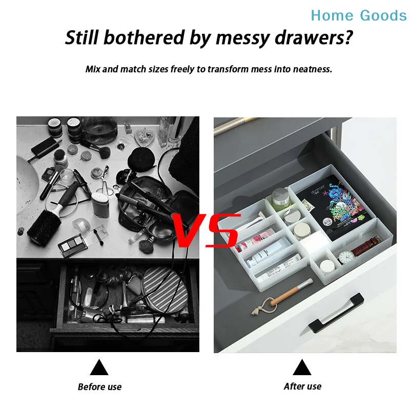preferredJapanese-Style Multi-Compartment Drawer Organizer With Transparent Tabletop Combinable Multi compartment storage box