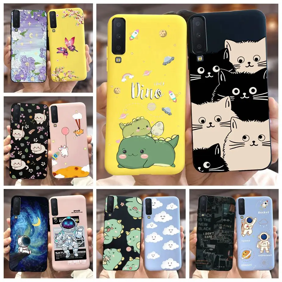 For Samsung Galaxy A7 2018 Case SM-A750F Cute Dinosaur Cartoon Cover Shockproof Phone Case For Samsung A7 2018 Soft Fundas Coque