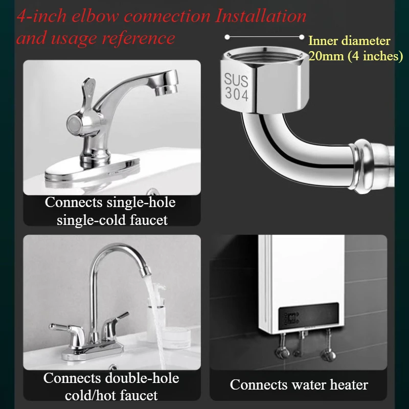 90 °   com uma tubulação de curvatura tubo de entrada de vaso sanitário 304 tubo de tecido de aço inoxidável metal ângulo reto tubo à prova de explosão de água quente fria