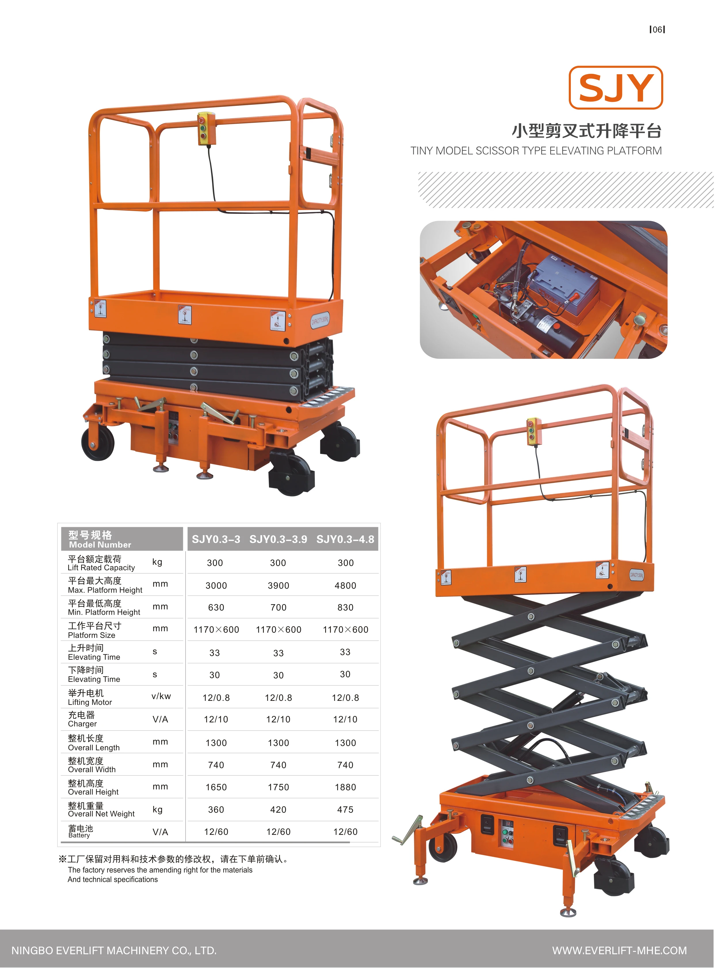

Everlift 300kg 6m Semi Mini Electric Work Lift Platform for Aerial Elevated Work Platform
