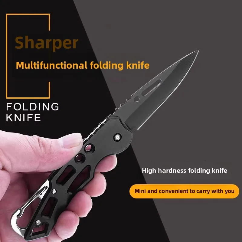 Portable Pocket Folding Knife All Steel Material with Lanyard Keychain Accessory Outdoor Travel Camping Tool Holiday Gift